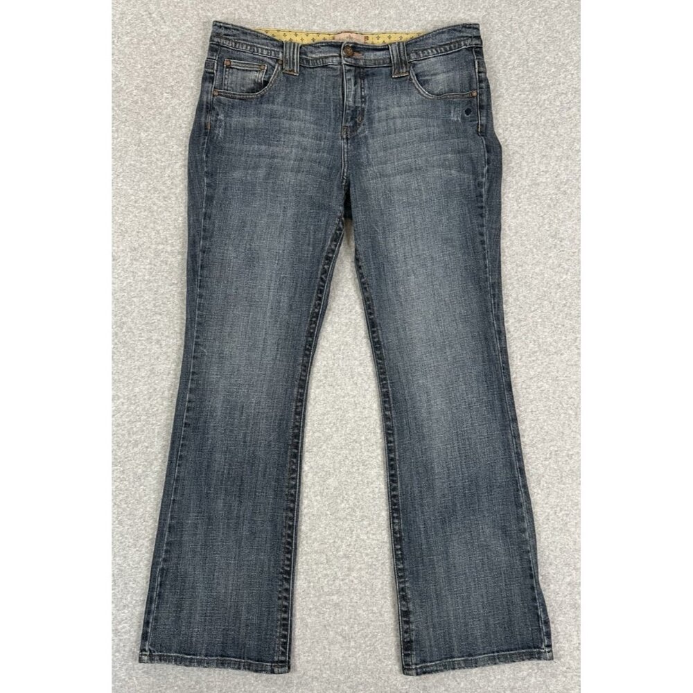 Kristian Alfonso Bootcut Jeans Womens 16 Fleur De Lis Embroidered Blue